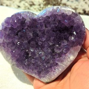 Amethyst crystal heart semi precious stones